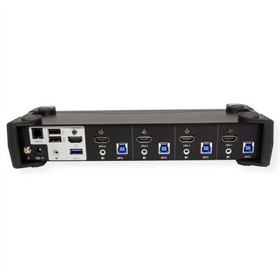 KVM switch/prepínač 4PC, HDMI, USB, USB 3.0 hub, Audio, 4K@60Hz