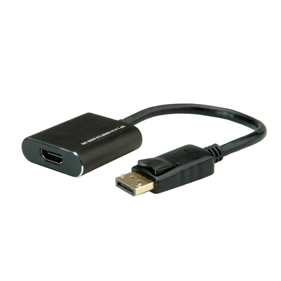 Adaptér DisplayPort/HDMI M/F, 4K@60Hz (DP 1.2a, HDMI 2.0), aktívny, 15cm, čierny