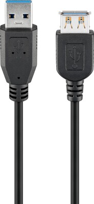 Kábel USB 3.2 Gen 1, A-A M/F 5m, 5Gbps, predlžovací, čierny