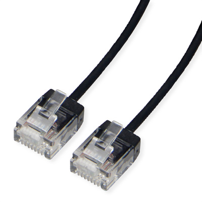 UTP Patchkábel LSOH 0.5m cat.6a, čierny, slim, Cu, extra krátky konektor, Ø3.4mm