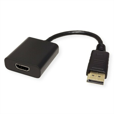 Adaptér DisplayPort/HDMI M/F, 4K@60Hz (DP 1.2, HDMI 2.0), 15cm, čierny