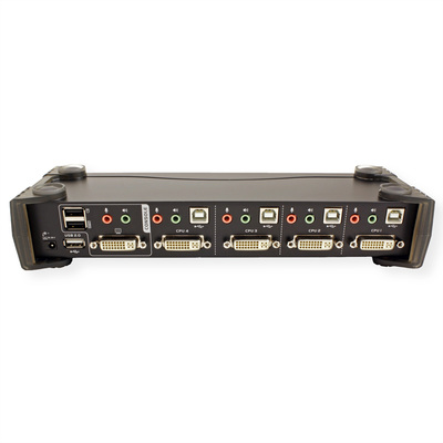 KVM switch/prepínač 4PC, DVI-I Dual Link, USB, USB hub, audio