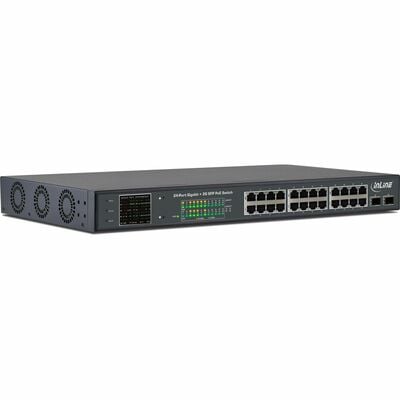 PoE++ Switch Gigabit 24port, 24xPoE (380W), 2x SFP, LCD display