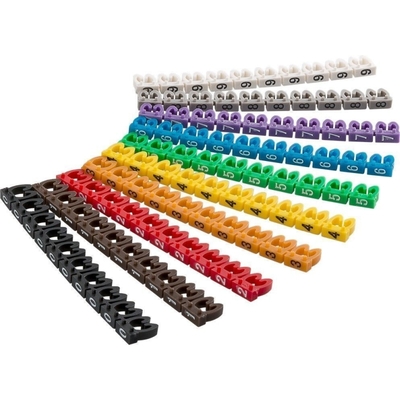 Káblový organizér-rozlišovač/popisovač čísla 0–9 pre priemer do 4 mm, 10 farieb