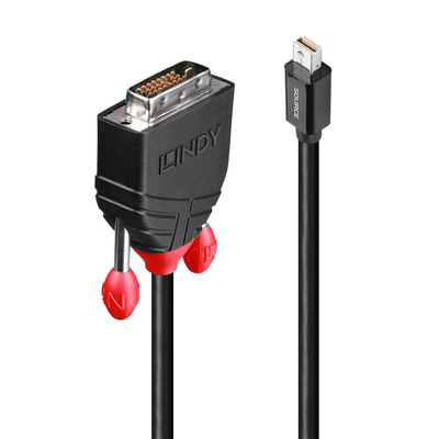 Kábel DisplayPort mini na DVI-D M/M 2m, jednosmerný, max. 1920x1200@60Hz, čierny, pozl. konektor