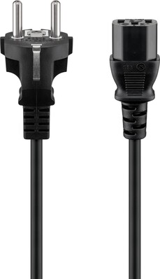 Kábel sieťový 230V, vidlica (CEE7/7) priama - C13, 5m, 1.00mm², 10A, čierny