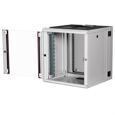 19" Rack na stenu 12U, sivý, 640x600x600mm (HxWxD), RAL7035, PRO, otočný (2-dielny)