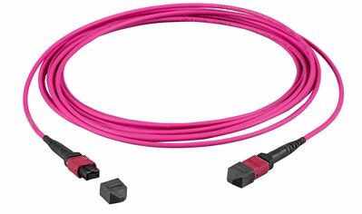 Fiber kábel MTP-MTP, 10m Duplex OM4(50/125µm), LSOH, 3mm, Trunk Cable, fialový Typ-B