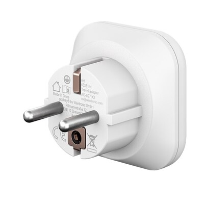 Adaptér cestovný USA/Japonsko (NEMA 5-15) -> Európa (CEE7/7), max. 15A, biely
