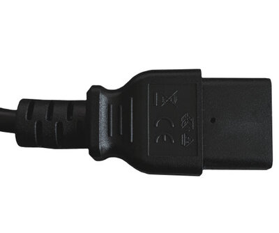 Kábel sieťový 230V, vidlica (CEE7/7) lomená - C19, 5m, 1.50mm², 16A, čierny