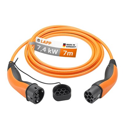 Kábel LAPP nabíjací pre elektromobily Type 2, 7m, 7.4kW, 32A, 1 fáza, oranžový