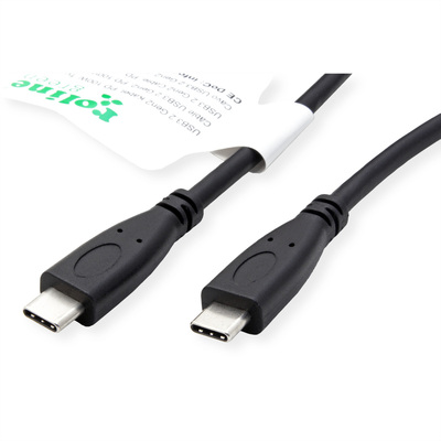 Kábel USB 3.2 Gen 2, Typ C CM/CM 0.5m, 10Gbps, PD 100w 20V5A, čierny, TPE, Eko balenie