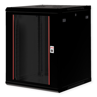 19" Rack na stenu 15U, čierny, 779x600x600mm (HxWxD), odnímateľné bočnice