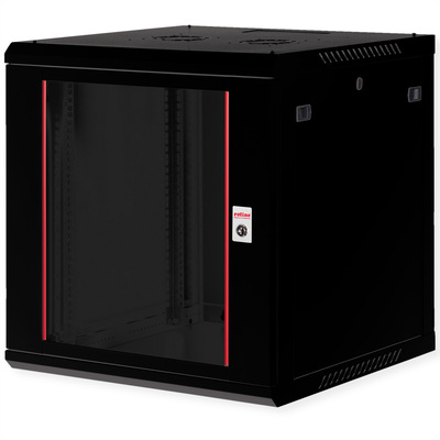 19" Rack na stenu 12U, čierny, 645x600x600mm (HxWxD), odnímateľné bočnice