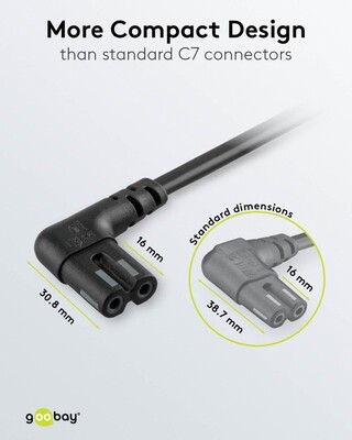 Kábel sieťový 230V, 2pin vidlica (CEE7/16) lomená - C7 (2pin) zahnutý, 3m, 0.75mm², 2.5A, čier.SONOS