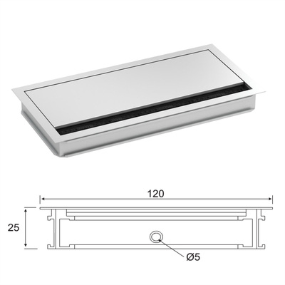 LOOP SQUARE Káblová prechodka, 240x120mm, sivá