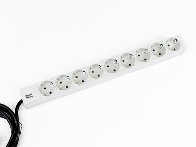 19" zásuv. lišta 9xSCHUKO, vidlica (CEE7/7), 16A, 3600W, 2m, sivá