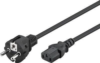 Kábel sieťový 230V, vidlica (CEE7/7) priama - C13, 1.8m, 0.75mm², 10A, čierny