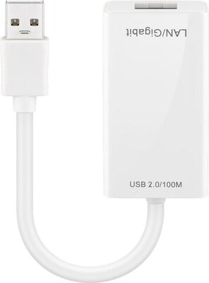 Adaptér USB 2.0 na RJ45 (FastEthernet), 10cm, biely