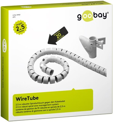 Káblový organizér Kábel Fix s nástrojom na vkladanie káblov, 2m, ⌀ 20mm, sivý