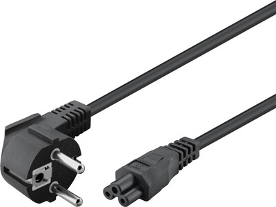 Kábel sieťový 230V pre notebook, vidlica (CEE7/7) lomená - C5, 1.8m, 0.75mm², 2.5A, čierny