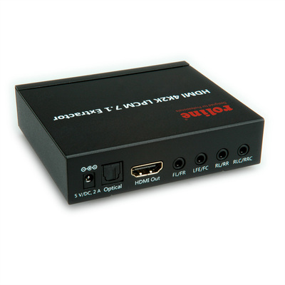 HDMI Audio Extraktor, digital: toslink (S/PDiF), analog: 4x 3.5mm jack, čierny