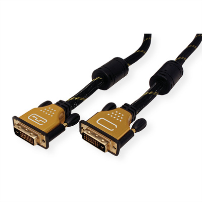 Kábel DVI-D M/M 10m, Dual-Link, 3840x2160@30Hz, HQ s ferrit., čierny, G pozl. Konektor, Gold