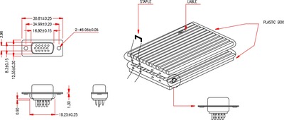 Konektor VGA D-SUB 15pin, samica, 3 radový, letovací