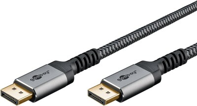 Kábel DisplayPort M/M 5m, 8K@60Hz, DP v1.4, 32.4Gbit/s, čierny/sivý, pozl.konektor