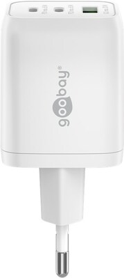 Nabíjačka USB 230V 3port, 1xUSB A, 2xUSB Typ C, 65W, Power Delivery, GaN, biela