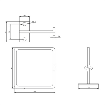 19" vyväzovacie oko 80x80mm, nerez, OFFSET, bočný vstup