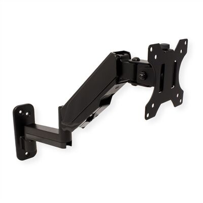 Držiak pre monitor na stenu, pneumatický, max 8kg, rameno 453mm, VESA 75/100, čierny