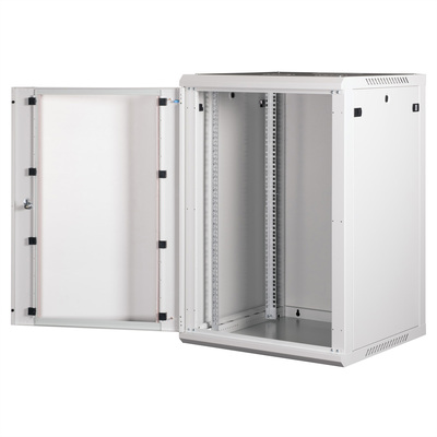 19" Rack na stenu 18U, sivý, 912x600x600mm (HxWxD), odnímateľné bočnice