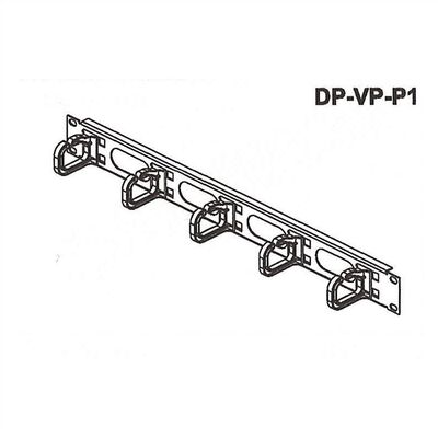 19" Panel vyväzovací, organizér, 5x oko (Typ C) 50mm, 1U, oceľ/plast, čierny