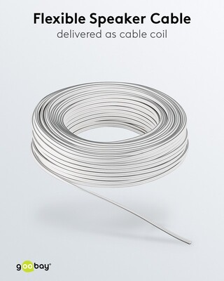 Reproduktorový kábel audio 2x1.5mm², 10m, meď, OFC (99,9% oxygen-free copper), biely