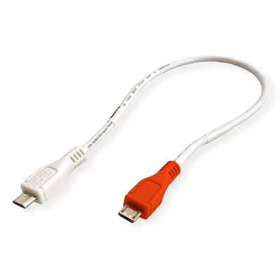 Kábel USB 2.0 MICRO-B - MICRO-B M/M 0.3m, High Speed, biely, napájací