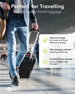 Nabíjačka USB 230V 1port, 2x Typ C, 35W, Power Delivery, Fast Charge, Nano, GaN, čierna