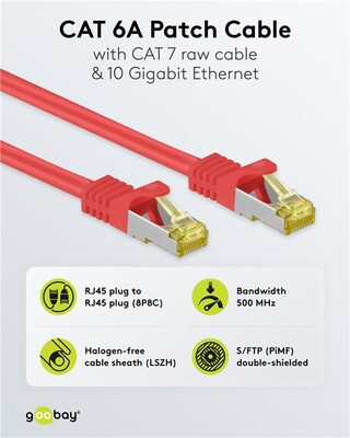 S/FTP (PiMF) Patchkábel LSOH 0.25m cat.7, červený, Cu