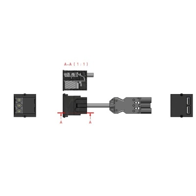 Modul pre BACHMANN, nabíjací/charger, 2xUSB (USB A), 2.4A, 0.2m, GST18, čierny