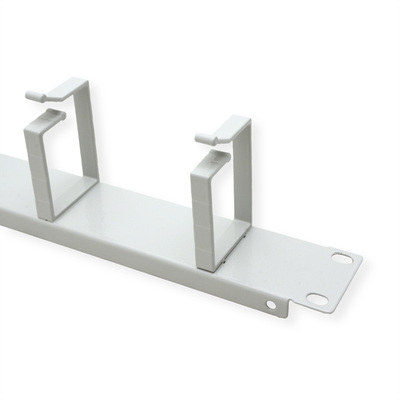 19" Panel vyväzovací, organizér 1U, lišta 5x oko (Typ G) 40x60mm, kovový, sivý RAL7035