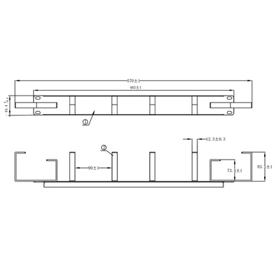 19" Panel vyväzovací, organizér, 6x oko (Typ G), 1U, oceľ, čierny