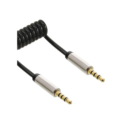 Kábel 3.5mm stereo jack M/M 0.5m, krútený, pozl. konektor, čierny