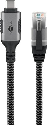 Kábel USB 3.1 Typ C na RJ45 (Gigabit Ethernet), 3m, čierny/sivý