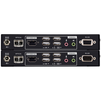 Predĺženie KVM cez Fibre Optic LC OM3 do 300m, DisplayPort v1.2, USB, 4K@60Hz, Audio, RS232