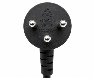 Kábel sieťový 230V pre notebook, vidlica (SI-32) Izrael lomená - C5, 1.8m, 0.75mm², 2.5A, čierny