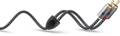 Kábel 3.5mm stereo/2xCinch M/M 2m, čierny/sivý, pozl. konektor