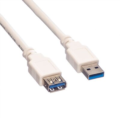 Kábel USB 3.2 Gen 1, A-A M/F 1.8m, 5Gbps, predlžovací, biely