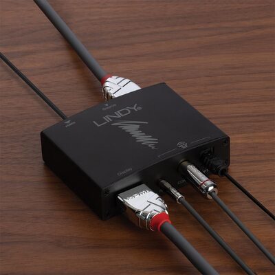 HDMI Audio Extraktor, digital: toslink (S/PDiF) + 1x Cinch (RCA), analog: 3.5mm jack, čierny
