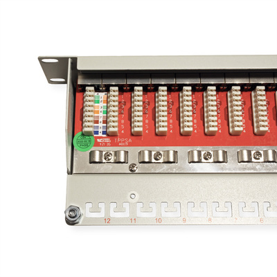 10" Patch panel 12port cat.6a, tienený s uzemnením, celokovový, 1U, sivý