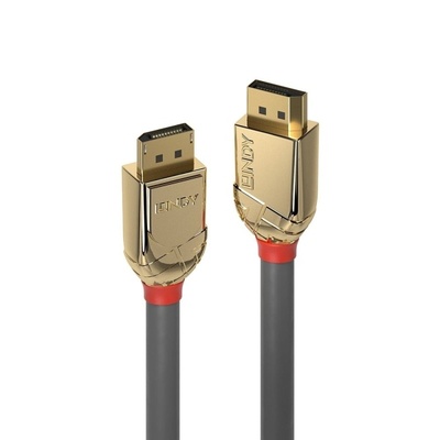 Kábel DisplayPort M/M 20m, 4K@60Hz UHD v1.2, 10.8Gbit/s, sivý, pozl.konektor, Gold Line